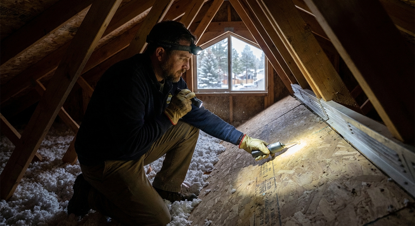 Attic ventilation inspection in Flagstaff home detecting moisture and airflow problems